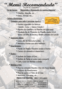 Menú Recomendado Las Cuevas del Principe de Navalcarnero