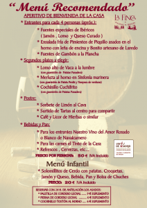 Menú Recomendado La Finca de las Cuevas del Principe de Navalcarnero